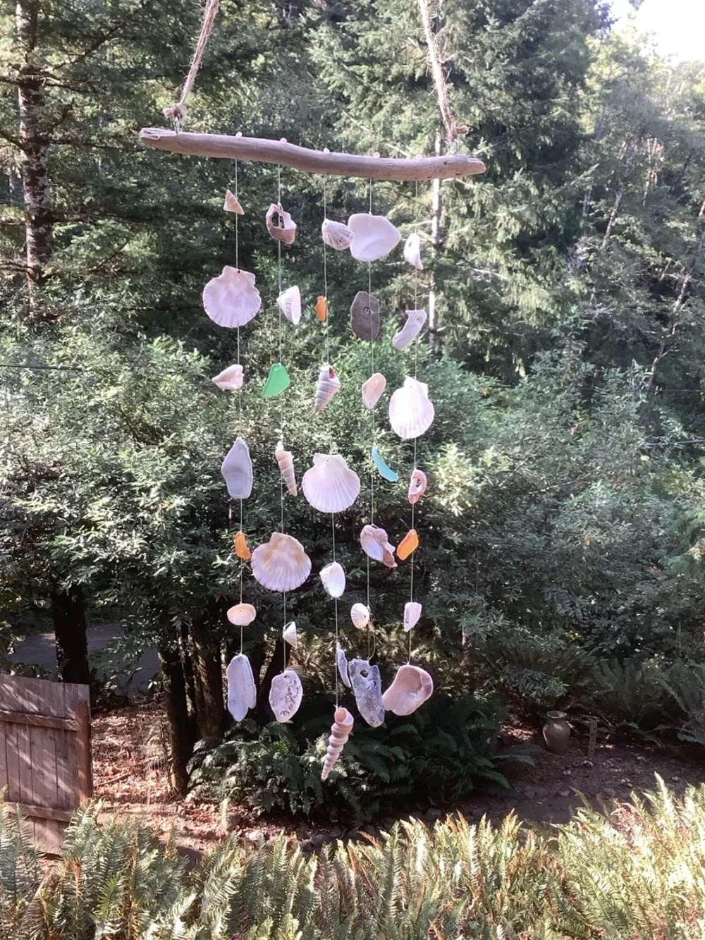 Driftwood Art, Seashell & Sea Glass Wind Chime/Mobile, Coastal Art